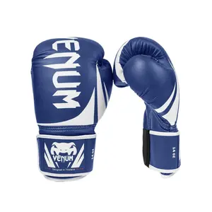 Venum Challenger 2.0 Boxing Gloves - Blue, Triple Density Foam Padding, Top Hand Protection, Large Velcro Wrist Strap, Premium PU Leather