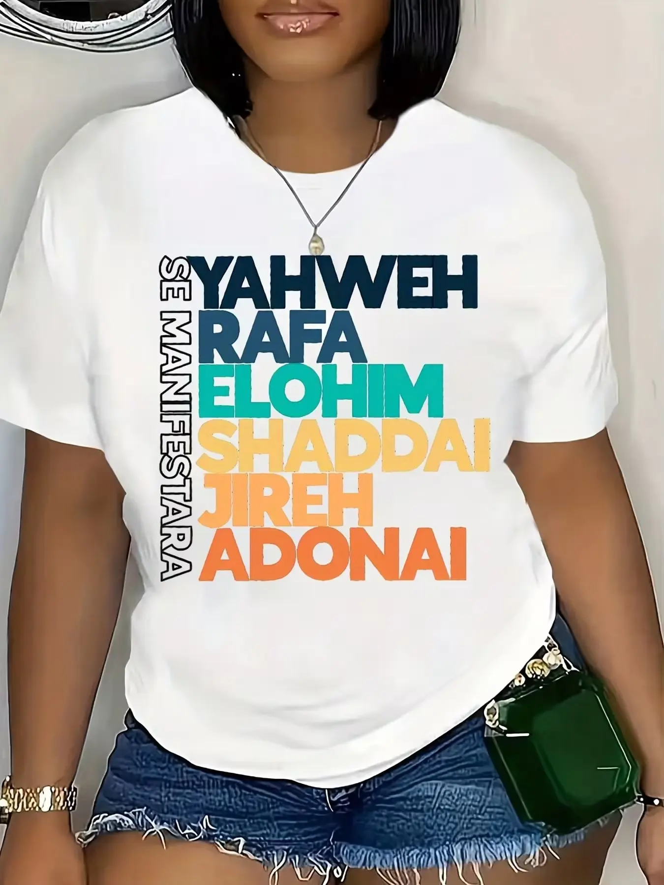 Jehovah Rapha Elohim Shaddai Adonai Faith-Themed Printed Women's T-Shirt, A Spiritual Statement Top, Plus Size Casual Tee, Is An Excellent Gift