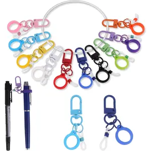 Silicon 10-pc Coloured Pen Clip Set with Lobster Clasp, Pen Converter, Retractable Holder for , Badge Reel Accessory (Pen not Included)