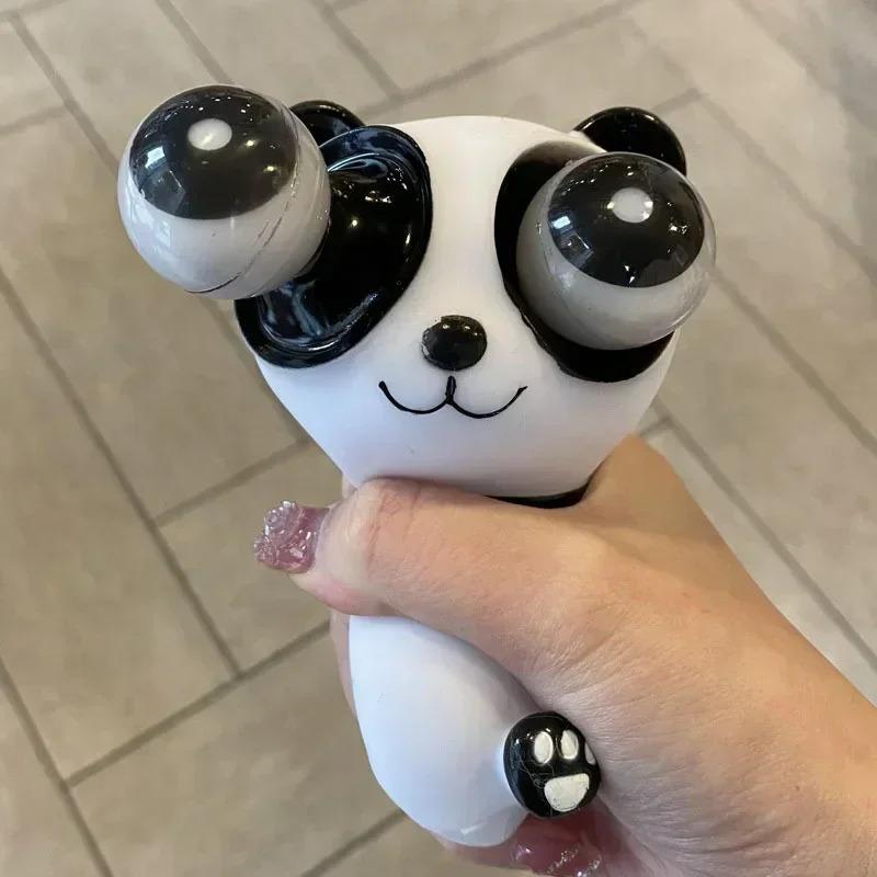 Funny Grass Worm Pinch Toy Panda  Stress Relief Fidget Decompression Toy  Eyes Squeeze Toys Relieve Anxiety Stress Relief Slug
