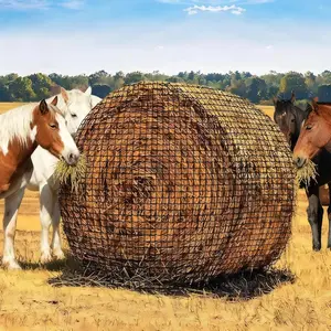 Heavy Duty Knotless Slow Feed Round Bale Hay Net for Horses and Livestock – 2'' Holes – Durable Nylon Feeder, Reduces Hay Waste – Ideal for Farms and Pastures