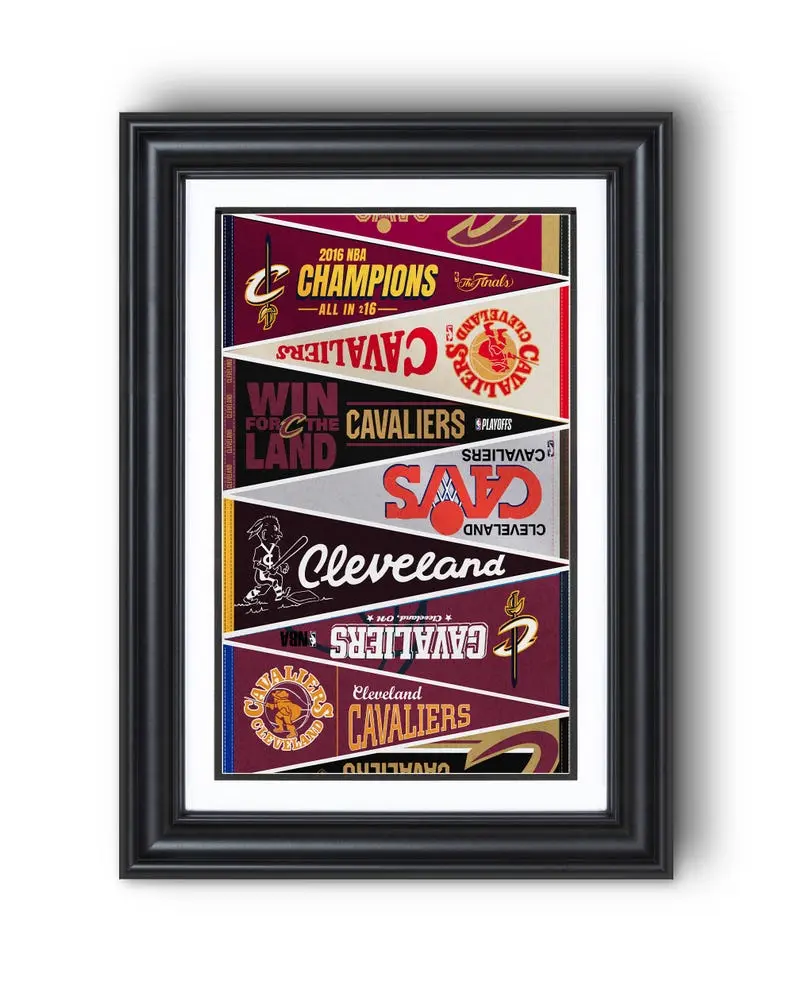 [Unframed] Cleveland Cavaliers “Vintage Pennants to 2016 Champions” Collection Print – Classic Basketball Wall Art