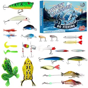 Christmas Gift Fishing Advent Calendar 24 Days Christmas Countdown Fish Tackle Lures for Fisherman Adult