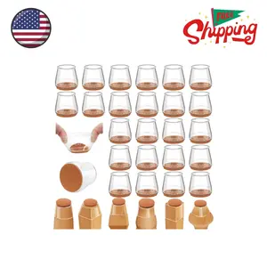 24Pcs Silicone Chair Leg Floor Protectors, Felt Furniture Pads
