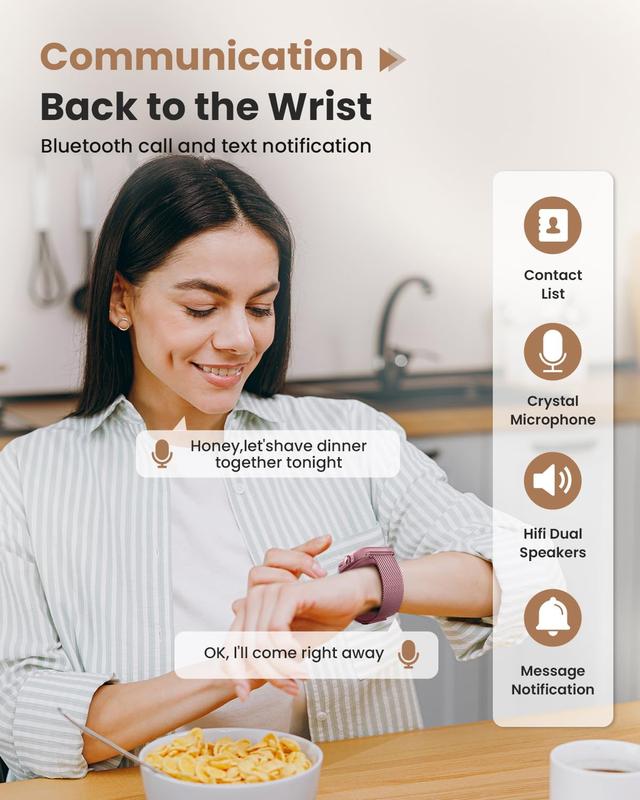 Smart Watches for Women (Android/iPhone), 1.83" HD Smart Watch with Bluetooth Calls/Messages/Notifications, Sleep/Heart Rate/SpO2 Monitor, 110+ Sports Modes Fitness Tracker Watch, 1000mAh Battery Wristwatch Chip Metal Recording,Gifts for girls