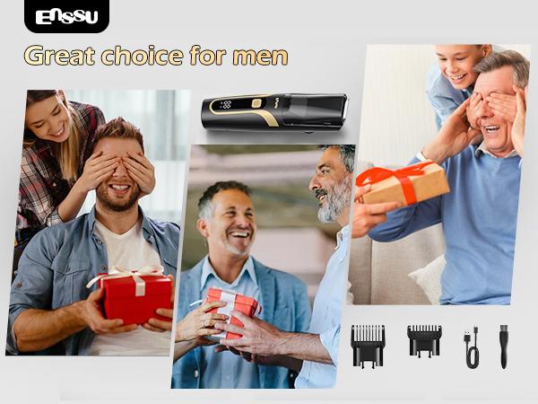 Enssu Vacuum Beard Trimmer for Men, Auto Hair Suction Electric Trimmer, 2 Guide Combs, Adjustable Length Dial, Waterproof Cordless Grooming Kit for Beard, Face & Body