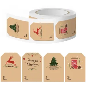 【Hot Selling】Christmas Gift Tags Stickers Roll, 300-600 Pcs Self Adhesive Labels for Packaging Marking Decoration, Holiday Decorative Stickers