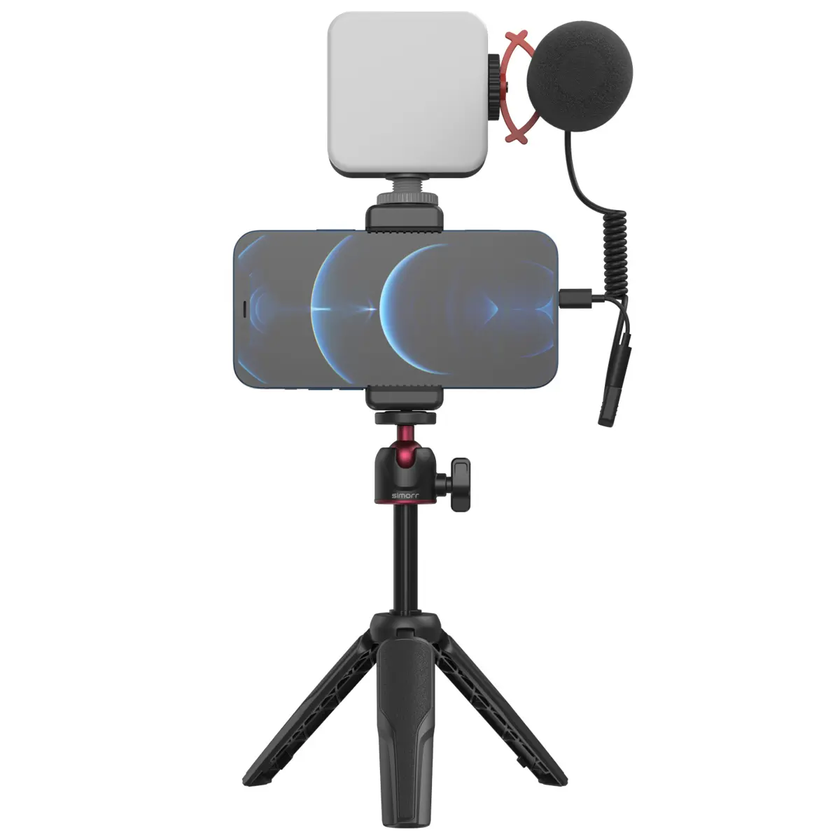 SmallRig simorr Vigor VK-50 Vlog Tripod Kit with Vibe P96 Video LED Light, Wave S1 Lite Microphone