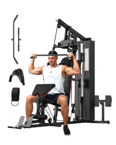 【Christmas Gift】Full Body Workout Machine with 150LBS Weight Stack,  All in One Exercise Station with Preacher Curl Pad, Leg Developer for Strength Training