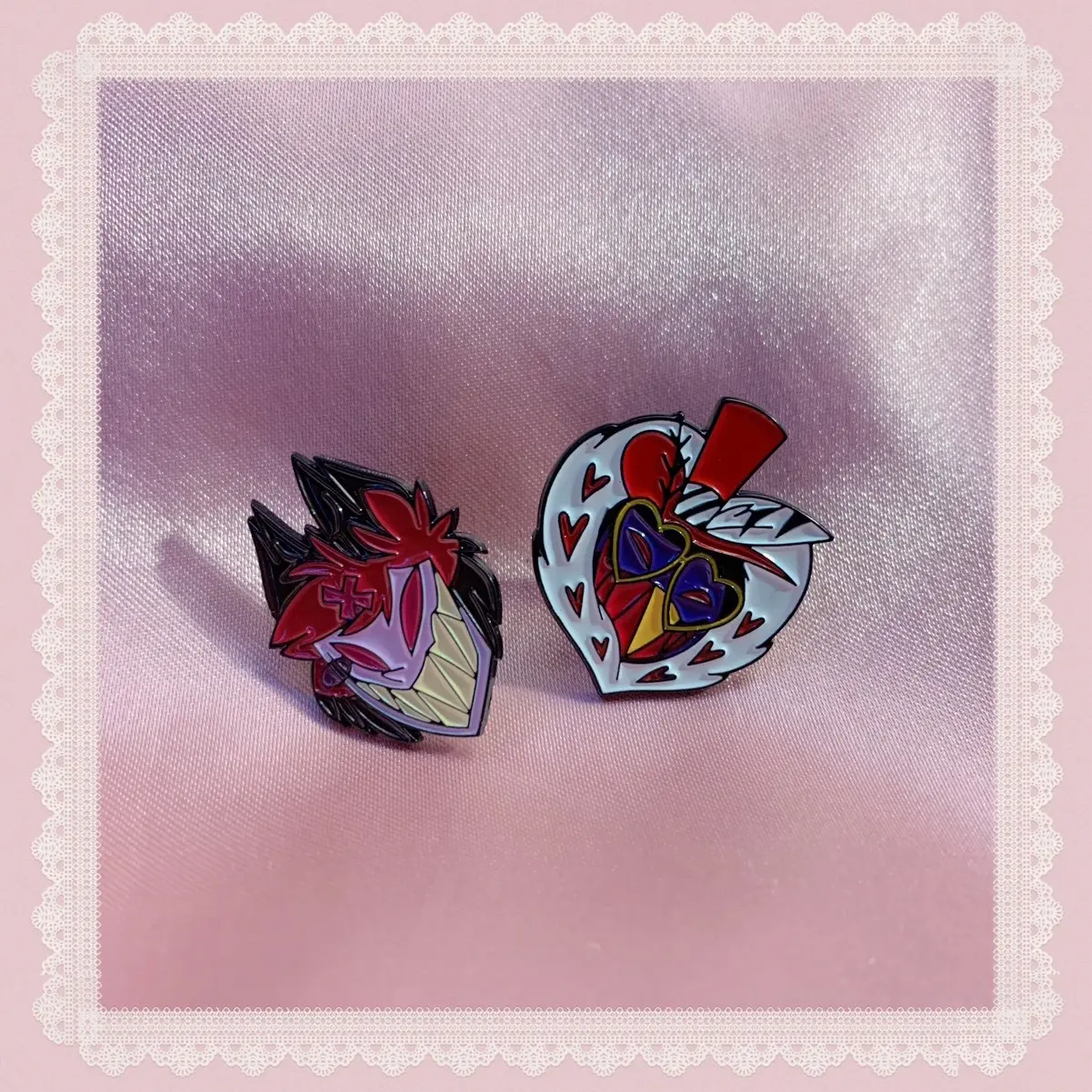 Hazbin Inspired Alastor Radio Demon Val Pin Set - 2 Fan Made Pins