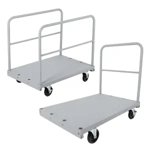 Garvee 2 in 1 Steel Panel Truck Cart, 36x24 inch Flatbed with 2200 LBS Capacity, Heavy Duty Drywall Dolly with 2 Removable Side Handrails & 360 Swivel Wheels, Industrial Grade Platform Truck