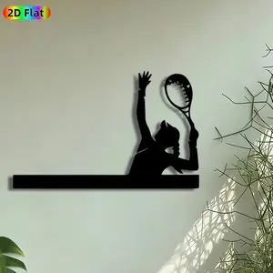 1pc Tennis Player Silhouette Metal Wall Art, Home Wall Art, Tennis Serve Statue Mural, Artistic Metalwork, Intricate Craftsmanship, Perfect for Housewarming Decor, Living Room Game Room Office Decor, Ideal Gift for Tennis Enthusiasts
