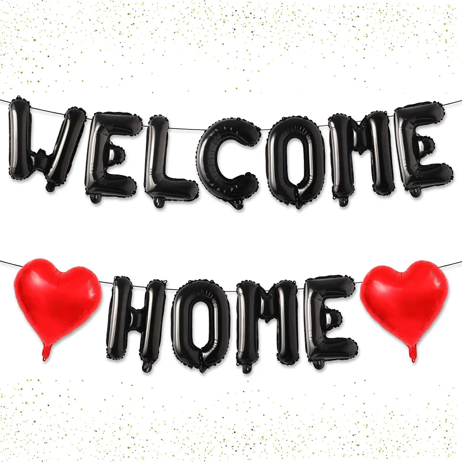Welcome Home Balloon Banner for Homecoming Party Decorations, Black