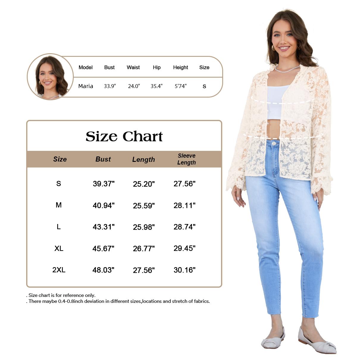 Chicovar Women’s  Floral Lace Sheer Blouse, Long Sleeve Button Front Mesh Top with Drawstring Cuffs, Lightweight Romantic Overlay Shirt,Perfect for Date Night, Party, Casual, or Vacation