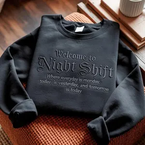 [MADE IN US] Embroidered Night Shift Nurse Sweatshirt, Hoodie, Trendy RN Gift (Tone On Tone)