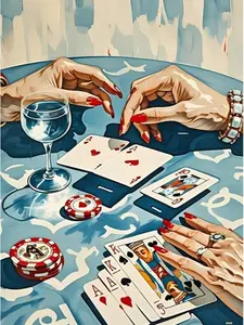 Vintage Casino Poker Diamond Painting Kit - Playing Cards & Chips Rhinestone Art, Full Drill DIY Craft for Home Game Room Wall Decor