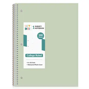 SKYDUE 8" x 10.5" College Ruled Spiral Notebook, 1 Subject, 100 Sheets, 3-Hole Punched