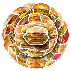 100pcs two sets of repetitive burger cartoon food graffiti creative trend stickers diy notebook glass stickers