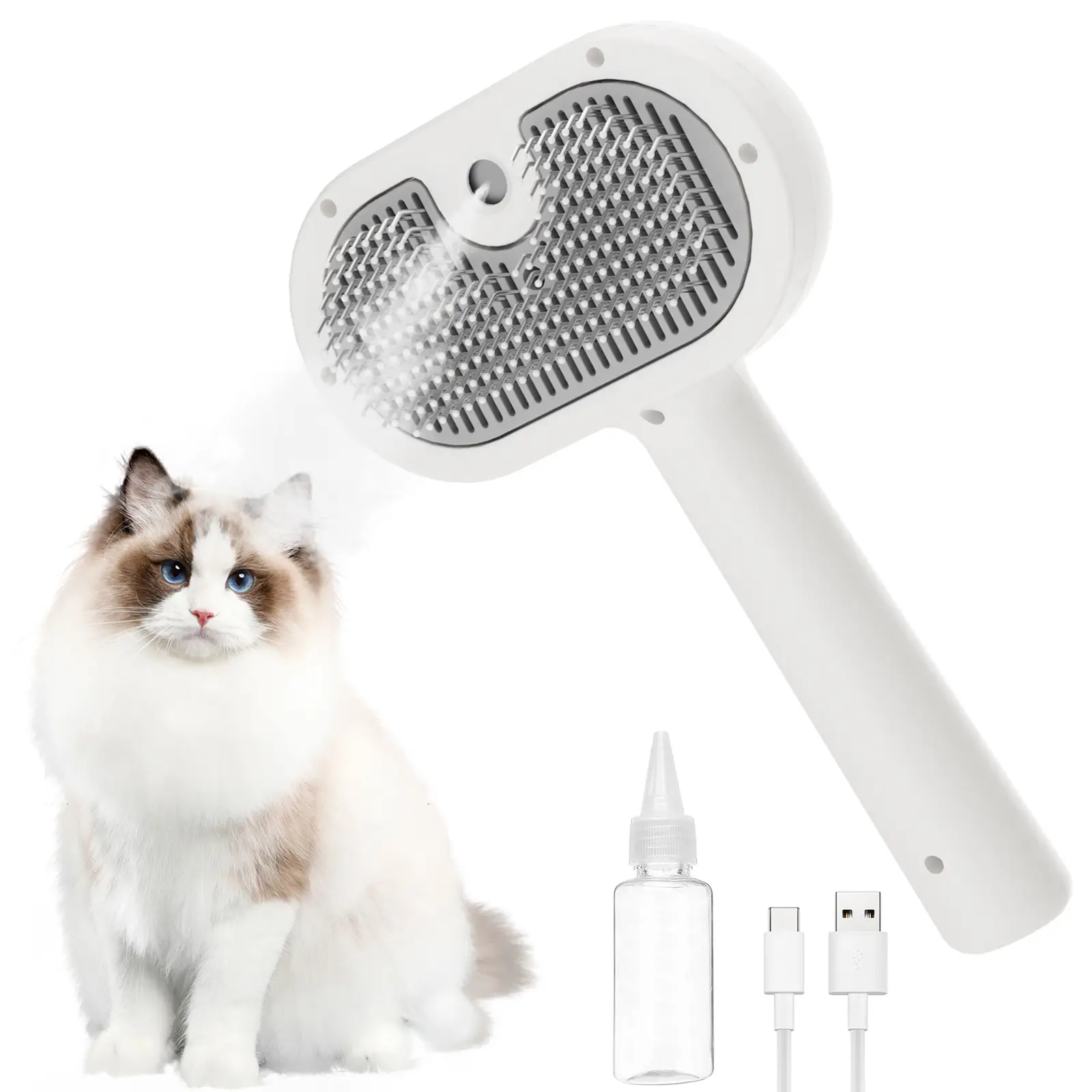 FURGO Cat Steam Brush for Shedding,3 in 1 Steam Pet Brush for Cats & Dogs, Efficient Hair Removal & Cleaning, Pet Hair Removal Tool Suitable for All P