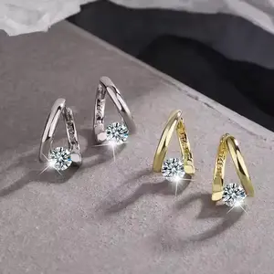 2026 New Trend Retro Ear Buckle Earrings for Women in South Korea Simple and Versatile Style Earstuds Sparkling Earrings