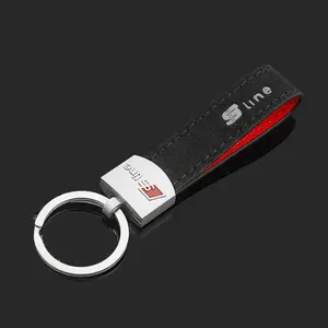 Leather Metal Car Emblem Keychain Key Ring Pendants, Compatible with Audi Models, Durable Design, Perfect Gift for Car Enthusiasts