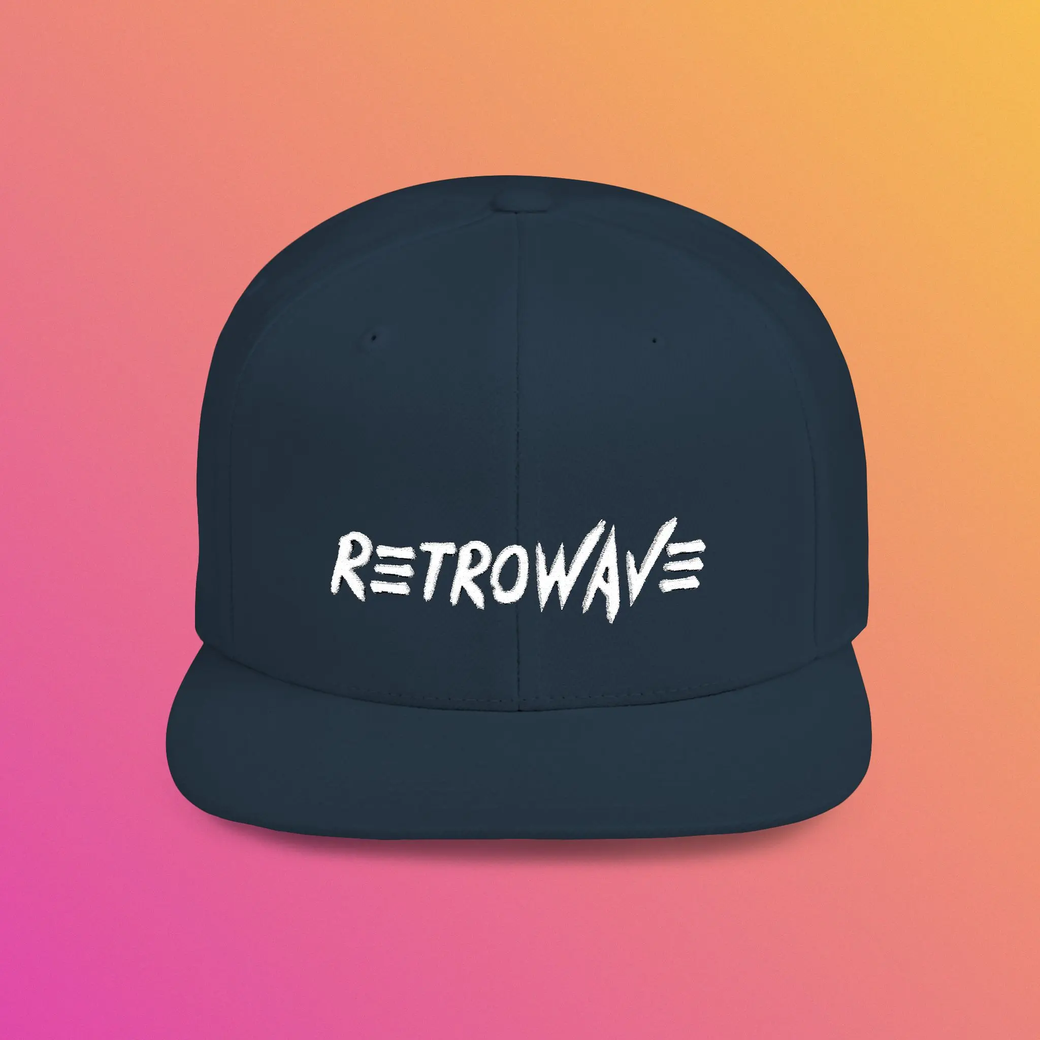 Retrowave Flat Bill Snapback Hat, Vintage Snapback Cap, 80s Style Hat, Unisex Fashion Accessory, Gift for Retro Lovers, 80's retro wave, 80's retro