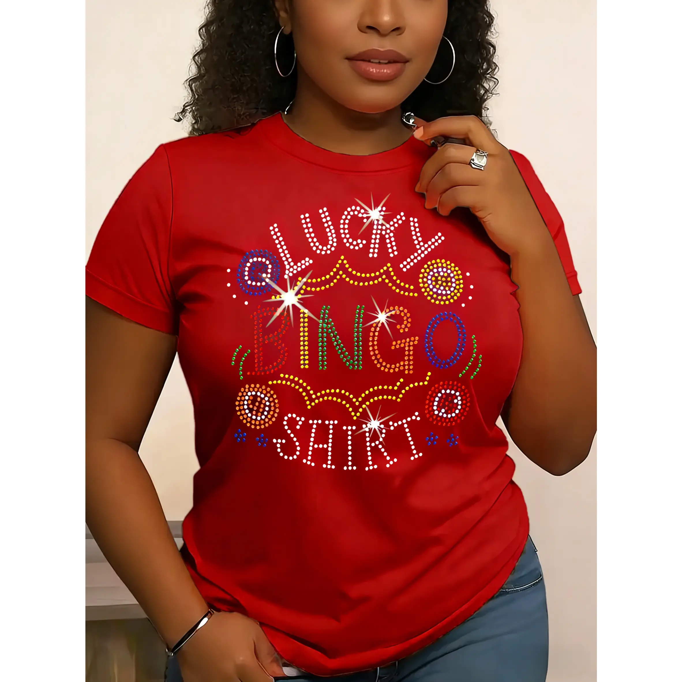 Women's Oversized 100% Pure Cotton Smooth Fabric Bingo Printed Graphic Casual Round Neck Short Sleeve T-Shirt, Available in Multiple Colors, Comfortable to Wear