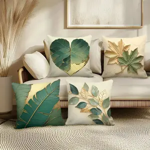 Modern Green Plant Pillowcase, Single-Sided Printed Pillowcase, Stylish Home Decor Sofa Cushion Cover, Home Decoration