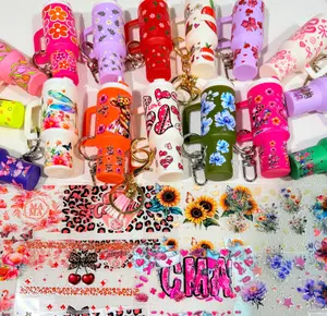 14pcs Mini Tumbler Cup Keychain Chapstick Holder Suitable for UV DTF Wraps Stickers, Lipstick Holder, Pill And Coin Storage Box, Perfect DIY Gift