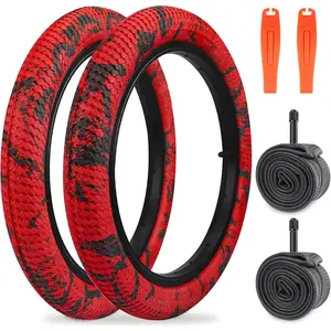 Bike Tire 16/20 Inch Tires 2 Pack 20 x 2.1 Folding Bead Replacement Tyre with 16/20 Inch Inner Tubes for 16"/ 20" Bicycles, MTB, Mountain Bike, BMX