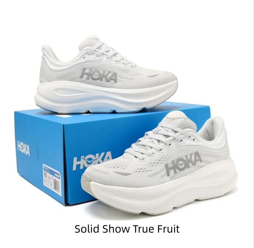 All-white minimalist running shoes with subtle gray logo, cloud cushioned sole, easily match all daily casual and sporty outfits