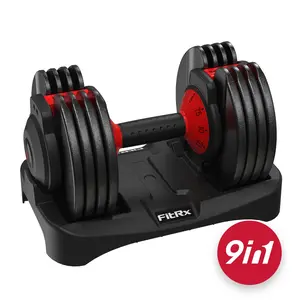 Fitrx Smartbell, 25Lbs. Quick-Select 9 in 1 Adjustable Dumbbell for Home Gym, 5-25Lbs. Weight in 2.5Lbs Increments FitRx