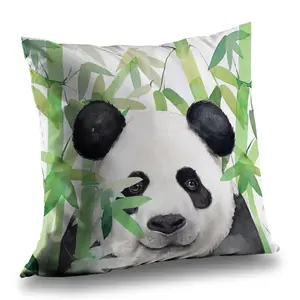 Begin Home Decor C1PT14141OWEB7 14 x 14 in. Hidden Panda in Bamboo Throw Pillow - Botanical Decor Accent