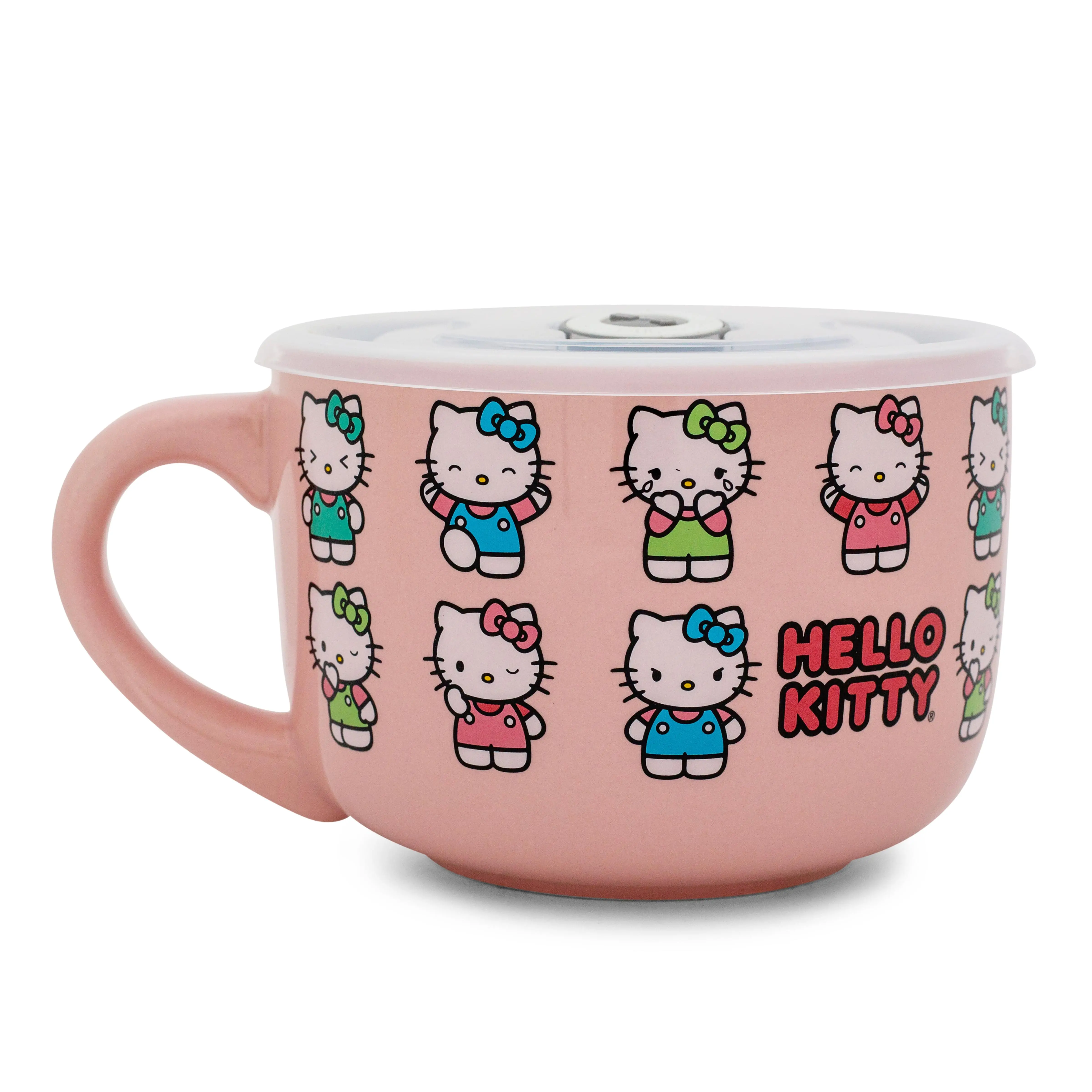Sanrio Hello Kitty Ceramic Soup Mug 24 oz - Official Silver Buffalo Licensed Cup for Coffee, Drink, Beverage Collectible Exclusive Toynk Design