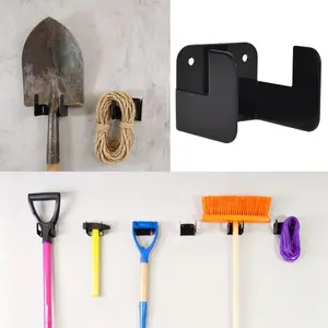 Garden Tool Rack, 3/6 Piece Wall Mounted Storage Shelf, Metal Organizer with Adjustable Hooks, Garage Shed Workshop Lawn Yard