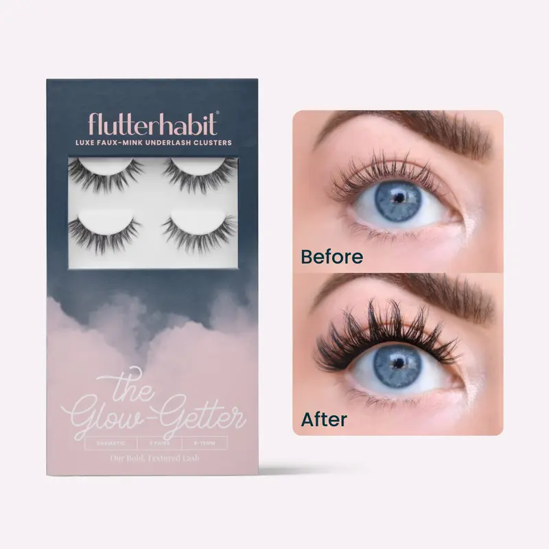 FlutterHabit | The Glow - Getter - Cluster Lash Extensions | DIY At-Home Lash Extensions, Pre-Mapped, Up to 10 Days of Wear