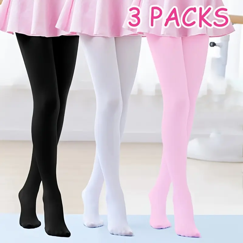 3 Packs of Youngsters Teenagers Tights Spring Summer Velvet Pantyhose for Dance Performances Highly Elastic Breathable Comfortable
