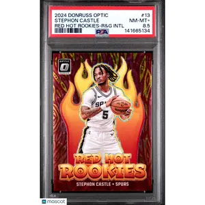 Stephon Castle 2024-25 Donruss Optic #13 Red Hot Rookies R&G Intl 55/99 RC PSA