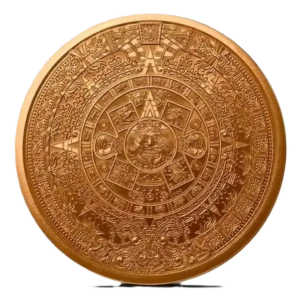 5 oz Copper Geometric Round Aztec Calendar Ornaments with Acrylic Case, Home Decor Gift for Fengshui Home Supplies