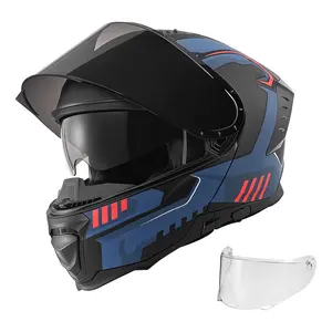VEVOR Modular Motorcycle Helmet, Flip up Full Face Helmet with Dual Visor, Lightweight Comfortable Adult Motocross Street Bike Helmet for Men and Women - DOT & ECE Approved (XL Size)