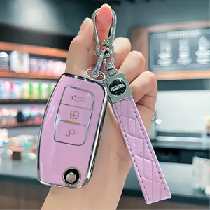 TPU Car Remote Flip Key Fob Cover Key Fob Cover Shell with Keychain for Ford for Fiesta for Focus 2 for Ecosport for Kuga for Escape for Falcon