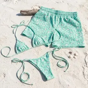 Mint Teal Leopard Matching Couple Swimwear - His & Hers Summer Beach Set