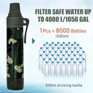 Emergency Outdoor Survival Gear Portable Life Drinking Straw Filter, Outdoor Water Purifier, Essential Wilderness Equipment, Portable Sports Bottle, Built In Filter, Leakproof Water Bottle, Travel Water Bottle