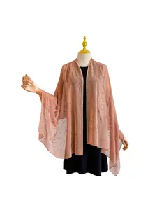 New pure color soft bright glitter iron-on rhinestone scarf for women, Party, Malay Indonesian long scarf, headscarf, sun protection gauze scarf, chiffon