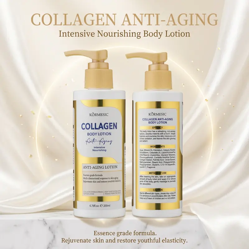 【BUY 1 GET 2 FREE】 KORMESIC Collagen Body Lotion 200ml Ultra Deep Hydrating Moisturizer for Dry Rough Flaky Skin, Quick Absorb, Non-Sticky, Lightweight Daily Body Care Cream,familyfun