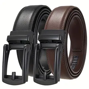 High-quality men's double-layer cowhide leather belt, comfortable click belt, automatic buckle belt, men's convenient belt, business casual golf ratchet belt, birthday gift for husband,