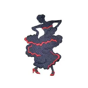 Let's Dance Custom and Unique Embroidered [Flamenco Silhouette] Embroidered Iron on/Sew Patch (5.53" x 3.5") [Made in USA]