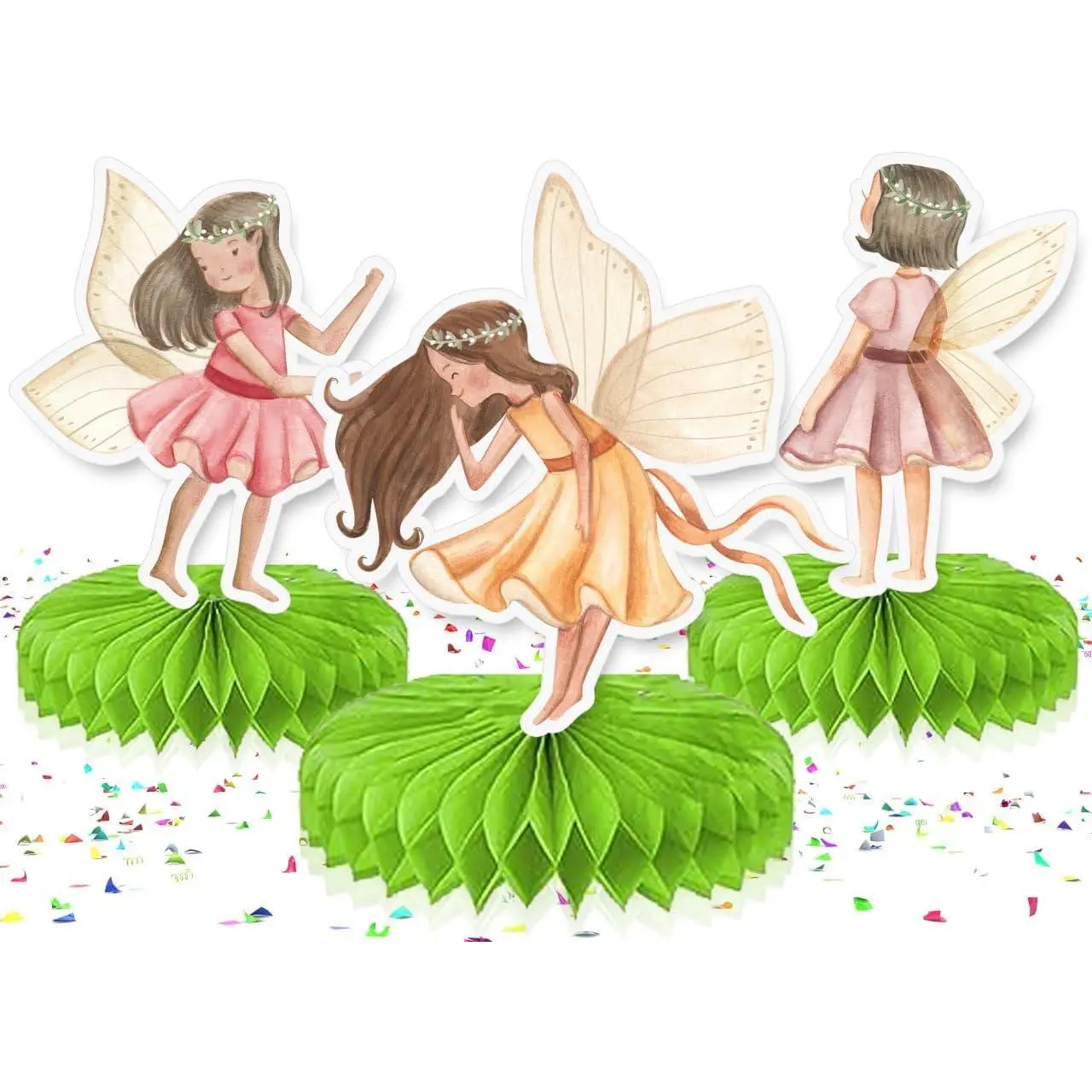 Enchanted Forest Fairy Honeycomb Centerpieces - Set of 5 Magical Table Decorations