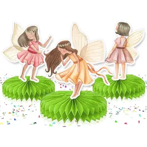 Enchanted Forest Fairy Honeycomb Centerpieces - Set of 5 Magical Table Decorations