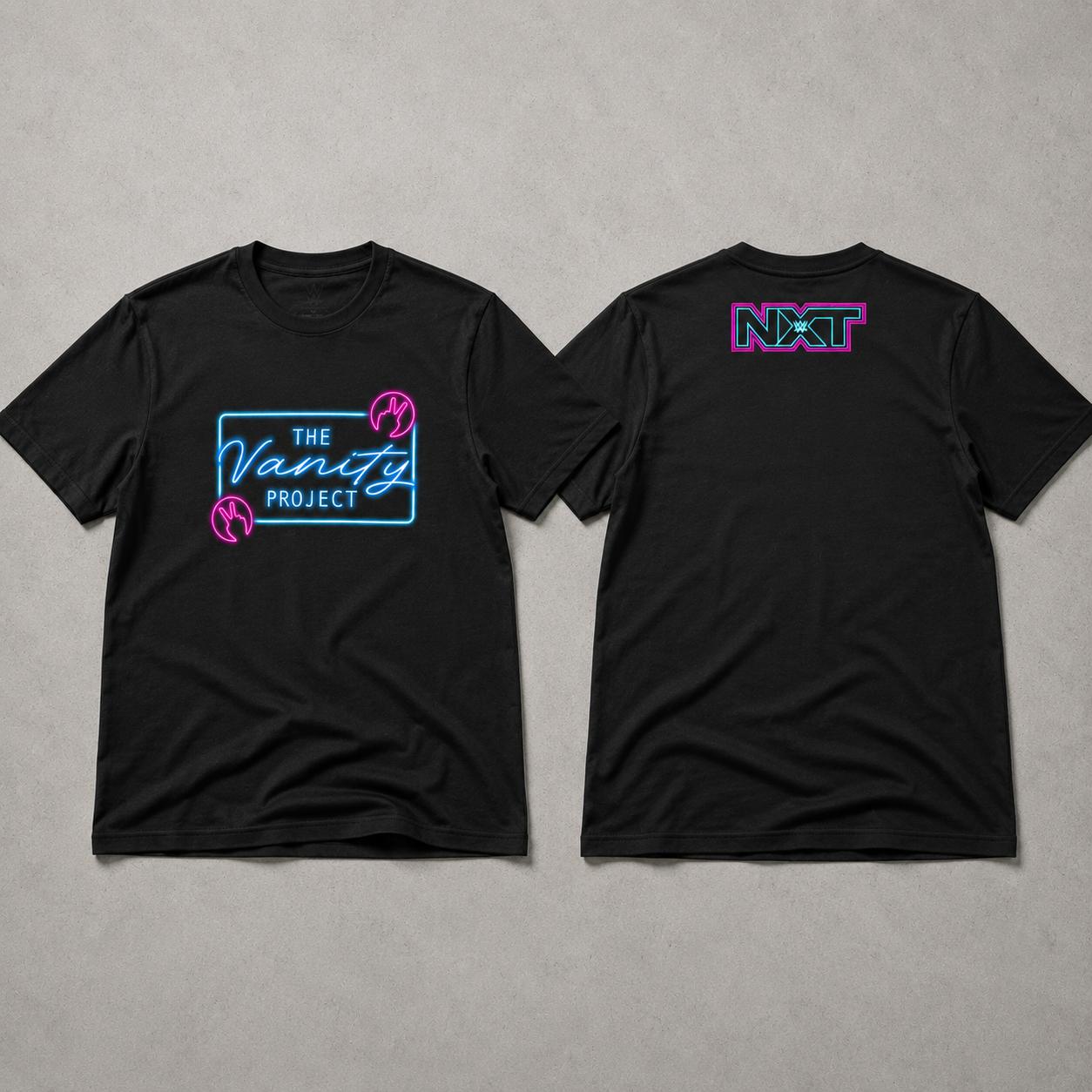 Men’s Black The Vanity Project Logo Wrestling T-Shirt – Menswear Short-Sleeve Top, Retro Fan Aesthetic, Bold Streetwear, Casual Outfit Gift for Wrestling Fans